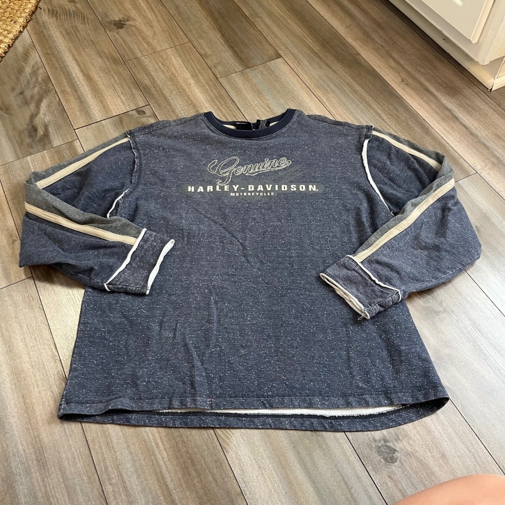 Harley-Davidson Genuine Motorclothes Mens XL Blue Speckled‎ Crewneck